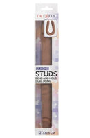 Silicone Studs Bend and Hold Dual Dildo 12 inch Brown in packaging showcasing its versatile design.