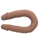 Silicone Studs Bend and Hold Dual Dildo 12 inch Brown showcased on a white background, highlighting its flexible design.