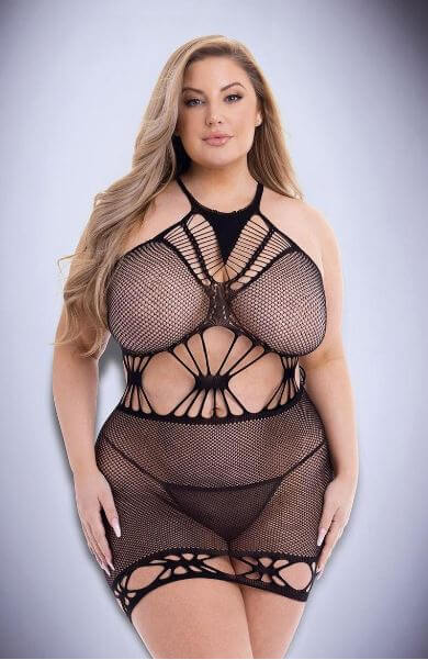 DIAMONTE NET MINI DRESS BLACK Q/S-1