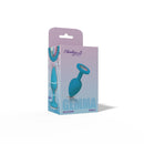 Gemma Clear Iridescent Gem Teal Silicone Anal Plug Small product packaging with teal silicone design.