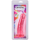 Crystal Jellies Realistic Cock 7 Inch Pink lifelike jelly dildo by Doc Johnson in packaging.