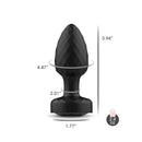 Viben Twila Twirling Smoke Gem Light Up Vibrating Anal Plug with dimensions and specifications