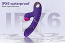Sweet Heart Thrusting & Tapping Vibrator Purple featuring IPX6 waterproof design for easy cleaning.