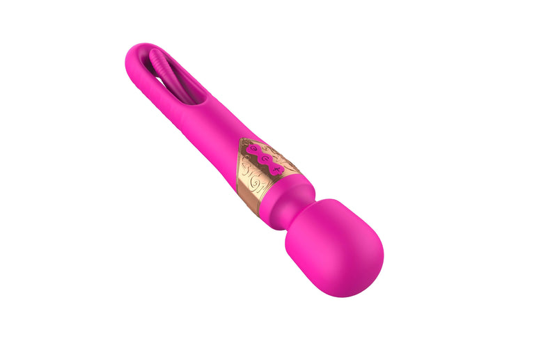 Pixie Dual Function Vibrating Wand Massager for Intense G-Spot and C-Spot Stimulation in pink color.
