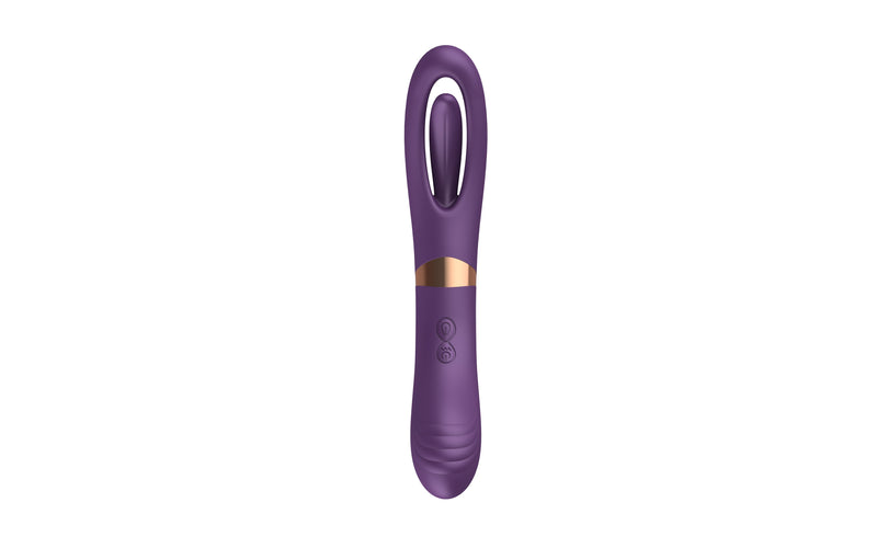 Trixie Dual Function Vibrator in purple with 10 vibration modes, flicking function, waterproof, rechargeable, made of body-safe silicone