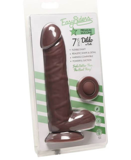 EASY RIDERS 7IN DILDO W/ BALLS SILICONE DARK-0