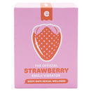 Emojibator Strawberry Suction Vibrator packaging featuring a fun strawberry design and body-safe sexual wellness branding.