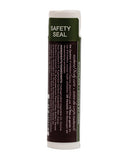 Earthly Body Hemp Seed Lip Balm Stick Guavalava packaging with safety seal and ingredient details.