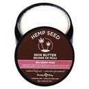 Earthly Body Hemp Seed Skin Butter Zen Berry Rose 8 Oz in a black jar with creamy texture and pink label.