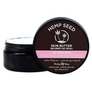 Earthly Body Hemp Seed Skin Butter Zen Berry Rose 8 Oz jar with black lid and pink label, showcasing natural ingredients.