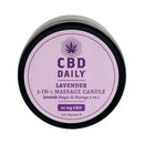 CBD Daily Lavender 3 In 1 Massage Candle, 6 oz, infused with 60 mg CBD for moisturizing and soothing benefits.