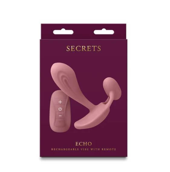 Secrets Echo G-Spot vibrator in pink packaging with remote control for clitoral stimulation.