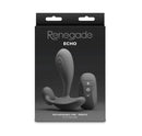 Renegade Echo Prostate Massager with Remote Control Black packaging with product and remote.
