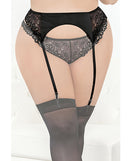 Escante Satin & Lace Garterbelt Black 3X/4X featuring a combination of satin and lace, designed to hold stockings elegantly.