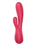 Satisfyer Mono Flex Rabbit Vibrator Red showcased, designed for dual stimulation with a smooth silicone finish.