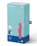 Satisfyer Mono Flex Rabbit Vibrator Red packaging featuring sleek design and Bluetooth compatibility.
