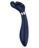 Satisfyer Endless Fun Multi Vibrator Blue displayed at an angle, showcasing its sleek design and versatile features.