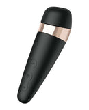 Satisfyer Pro 3 Vibrations Clitoral Stimulator in sleek black design with rose gold accents.