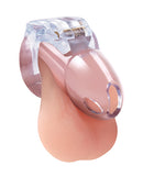 Lockmaster 3.5 Inch Side Lock See Thru Chastity Cage Clear showcasing its transparent design and side lock feature.