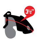 Lockmaster 3.5 Inch Side Lock See Thru Chastity Cage Clear illustration showing dimensions