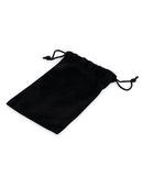 Black velvet pouch for storage of Lockmaster 3.75 Inch Stainless Steel Prisoner Cock Cage and other accessories.