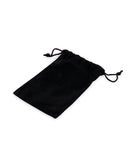Lockmaster Stainless Steel Flat Inverted Chastity Cage storage bag in black velvet.