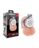 Lockmaster Stainless Steel Flat Inverted Chastity Cage packaging with a realistic design for discreet chastity play.