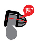 Lockmaster Inverted Micro Chastity Cage with Urethral Straw dimensions showing 1¾ inch measurement.