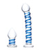 GLAS 2PC DOUPLE PENETRATION GLASS SWIRLY DILDO & BUTT PLUG SET-1