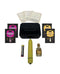 Kama Sutra Weekender Vibe Kit with mini bullet vibe, sensual essentials, coconut pineapple theme, packaging, cards, and batteries.