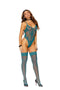 CROCHET LACE TEDDY W/ CUT OUT DETAIL & STOCKINGS DUSKY JADE-0