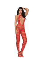 STRIPED BODYSTOCKING RED O/S-1