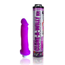 Clone A Willy Neon Purple Kit Replica Dildo next to packaging, showcasing the vibrant design for DIY molding.