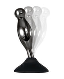 Evolved Joy Sticks 2 Piece Butt Plug Set Black Chrome with suction base for hands-free back-door play.