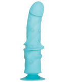 Evolved Love Large Suction Cup Dildo Blue with lifelike texture and sturdy suction base.