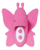 Evolved Double Date Finger Vibrator Kit Pink - butterfly-shaped finger vibrator with buttons for stimulation.