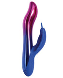Evolved Firefly Dual Stim Vibrator Blue with a multi-chrome finish designed for intimate pleasure.