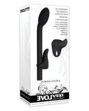 Evolved Power Couple Vibrator Kit Black featuring a G-spot massager and a finger ring for dual stimulation.