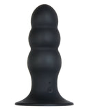 Evolved Kong Rechargeable Anal Plug Black - silicone shaft with graduated rings and suction cup base for versatile pleasure.