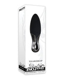 Evolved Teardrop Rechargeable Vibe Black packaging showcasing smooth teardrop design for precise stimulation.