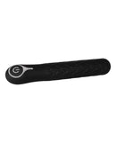 Evolved Quilted Love Rechargeable Vibrator Black on a white background showcasing its sleek design and quilted texture.