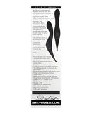 Evolved Tantalizing Teaser Dual End Vibrator Black packaging details and features with warranty information.