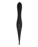 Evolved Tantalizing Teaser Dual End Vibrator Black featuring a sleek, flexible design with curved and rounded tips.