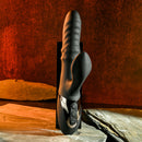 Ring it Home Silicone Rechargeable Vibrator with Clitoral Stimulator in black, showcasing its dual vibe features.