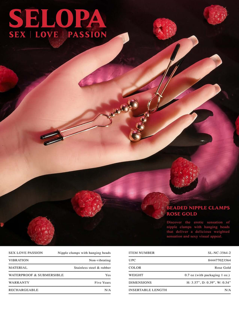 SELOPA BEADED NIPPLE CLAMPS ROSE GOLD-3