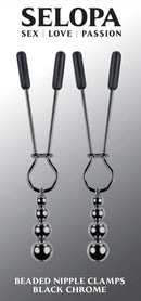 SELOPA BEADED NIPPLE CLAMPS BLACK CHROME-1