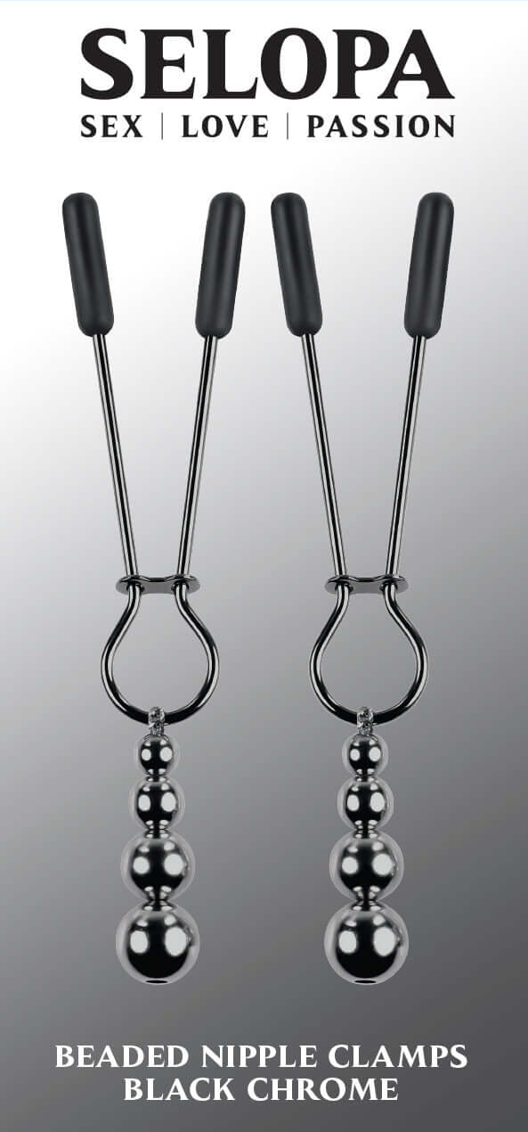 SELOPA BEADED NIPPLE CLAMPS BLACK CHROME-1