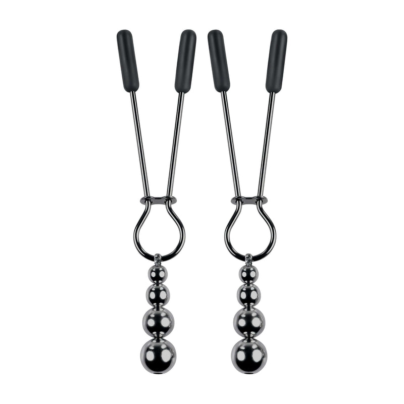 SELOPA BEADED NIPPLE CLAMPS BLACK CHROME-5