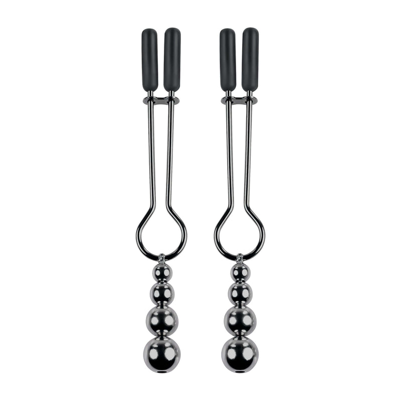 SELOPA BEADED NIPPLE CLAMPS BLACK CHROME-6