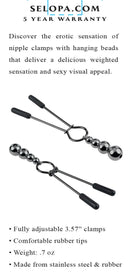 SELOPA BEADED NIPPLE CLAMPS BLACK CHROME-0